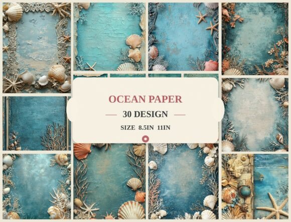 Coastal Seashell Border Backgrounds for Creative Projects