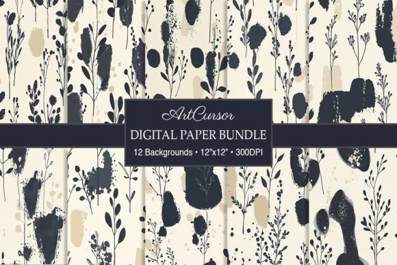 Elevate Your Designs with Neutral Boho Botanical Herbs Backgrounds