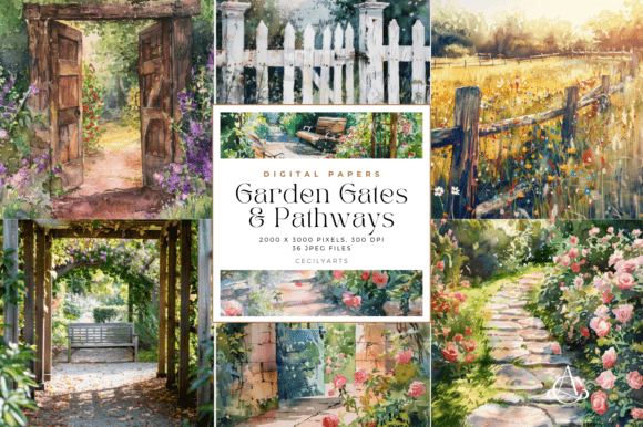 Enchanting Garden Gates & Pathways Backgrounds for Creatives