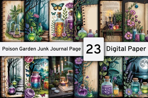 Enchanting Poison Garden Junk Journal Backgrounds