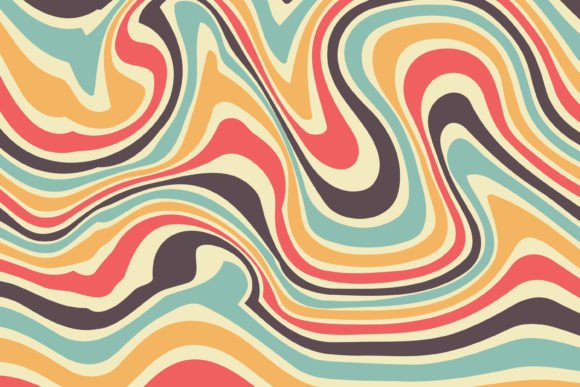 Groovy Hippie 70s Backgrounds Design: Waves, Swirls, and Twirls