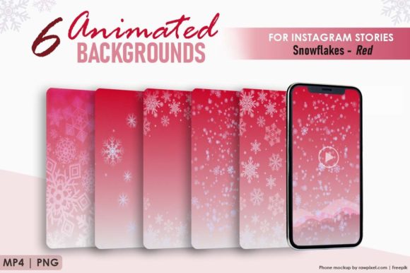 Infuse Your Winter Projects with Vibrant Energy: 6 Animated Snowflake Backgrounds - Red