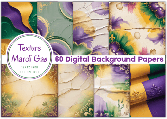 Infusing Festive Energy: 60 Texture-Based Mardi Gras Backgrounds