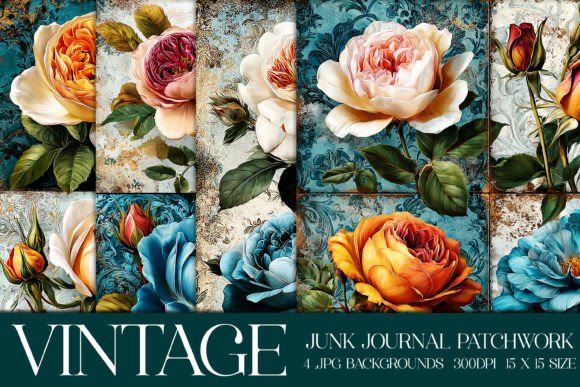 Junk Journal Patchwork Backgrounds S11: Vintage Craft Textures