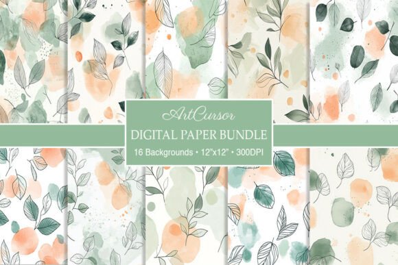 Sage Peach Watercolor Leaves Backgrounds: A Designer's Guide